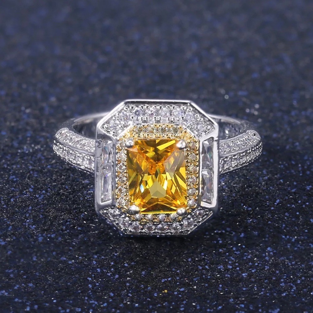 ✨Dazzling Citrine Halo Ring✨ - Picture 5 of 7